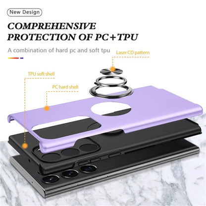 For Samsung Galaxy S24 Ultra Cell Phone Case Anti-scratch Ring Kickstand Back Shell