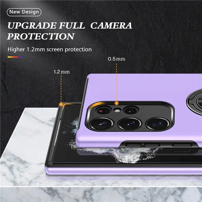 For Samsung Galaxy S24 Ultra Cell Phone Case Anti-scratch Ring Kickstand Back Shell