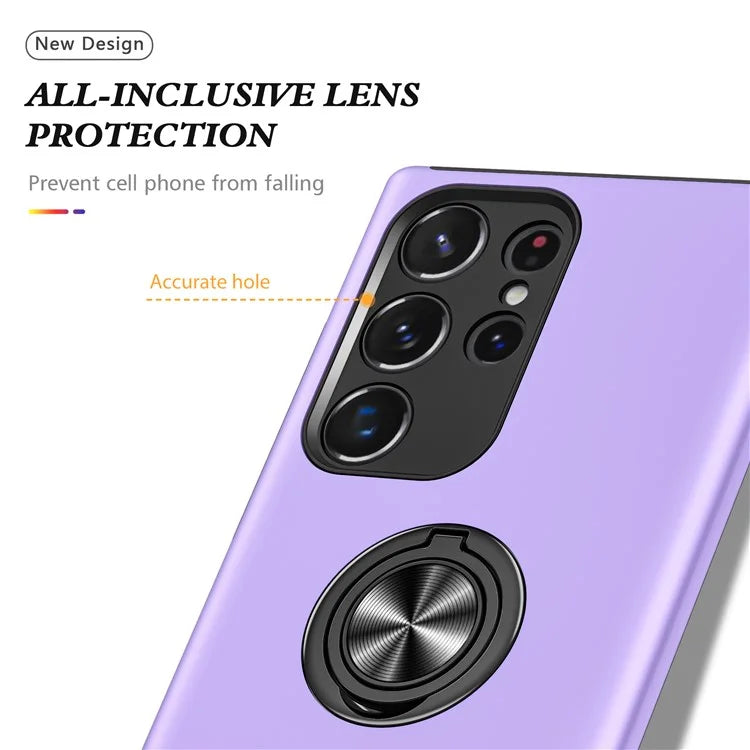 For Samsung Galaxy S24 Ultra Cell Phone Case Anti-scratch Ring Kickstand Back Shell