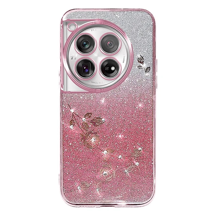KADEM Phone Case for OnePlus 12 5G Flower Decor Gradient TPU Mobile Cover