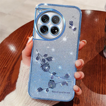 KADEM Phone Case for OnePlus 12 5G Flower Decor Gradient TPU Mobile Cover