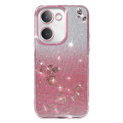KADEM TPU Phone Case for vivo Y100i 5G Cell Phone Cover Flower Decor Gradient Shell