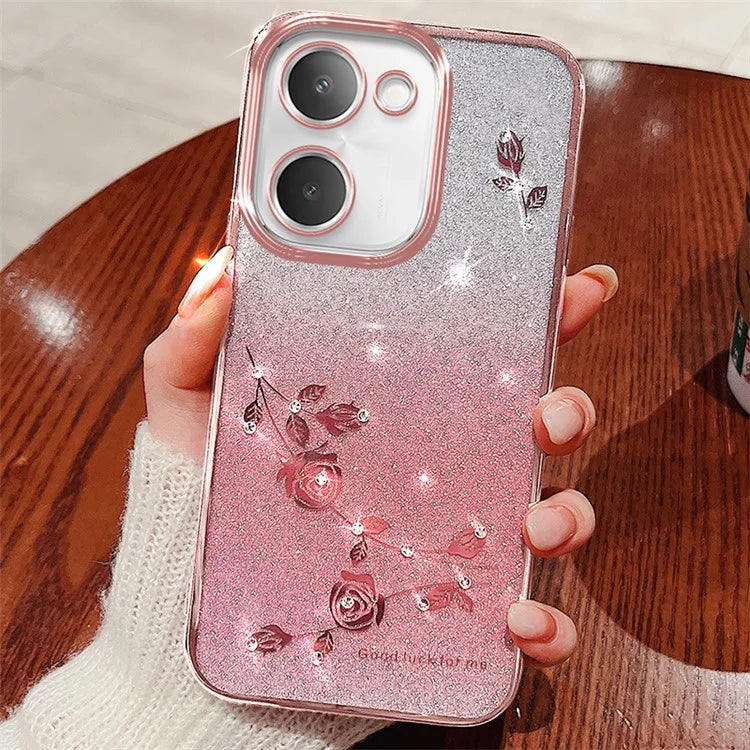 KADEM TPU Phone Case for vivo Y100i 5G Cell Phone Cover Flower Decor Gradient Shell