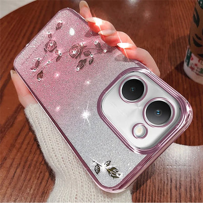 KADEM TPU Phone Case for vivo Y100i 5G Cell Phone Cover Flower Decor Gradient Shell