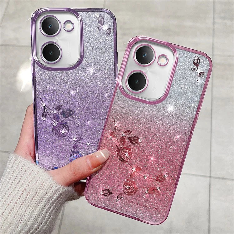 KADEM TPU Phone Case for vivo Y100i 5G Cell Phone Cover Flower Decor Gradient Shell