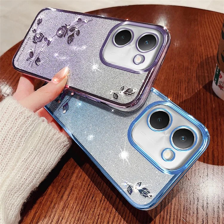 KADEM TPU Phone Case for vivo Y100i 5G Cell Phone Cover Flower Decor Gradient Shell