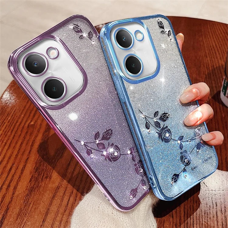 KADEM TPU Phone Case for vivo Y100i 5G Cell Phone Cover Flower Decor Gradient Shell