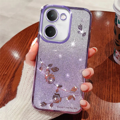 KADEM TPU Phone Case for vivo Y100i 5G Cell Phone Cover Flower Decor Gradient Shell
