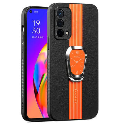 KADEM For Oppo A93 5G Cell Phone Cover PU+TPU+Acrylic Kickstand Case