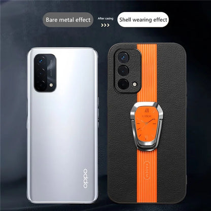 KADEM For Oppo A93 5G Cell Phone Cover PU+TPU+Acrylic Kickstand Case
