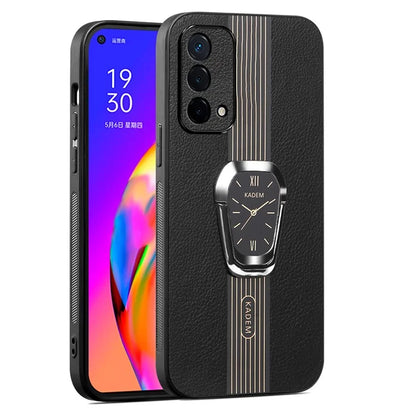 KADEM For Oppo A93 5G Cell Phone Cover PU+TPU+Acrylic Kickstand Case