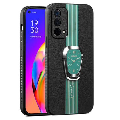 KADEM For Oppo A93 5G Cell Phone Cover PU+TPU+Acrylic Kickstand Case