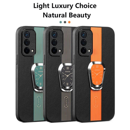 KADEM For Oppo A93 5G Cell Phone Cover PU+TPU+Acrylic Kickstand Case