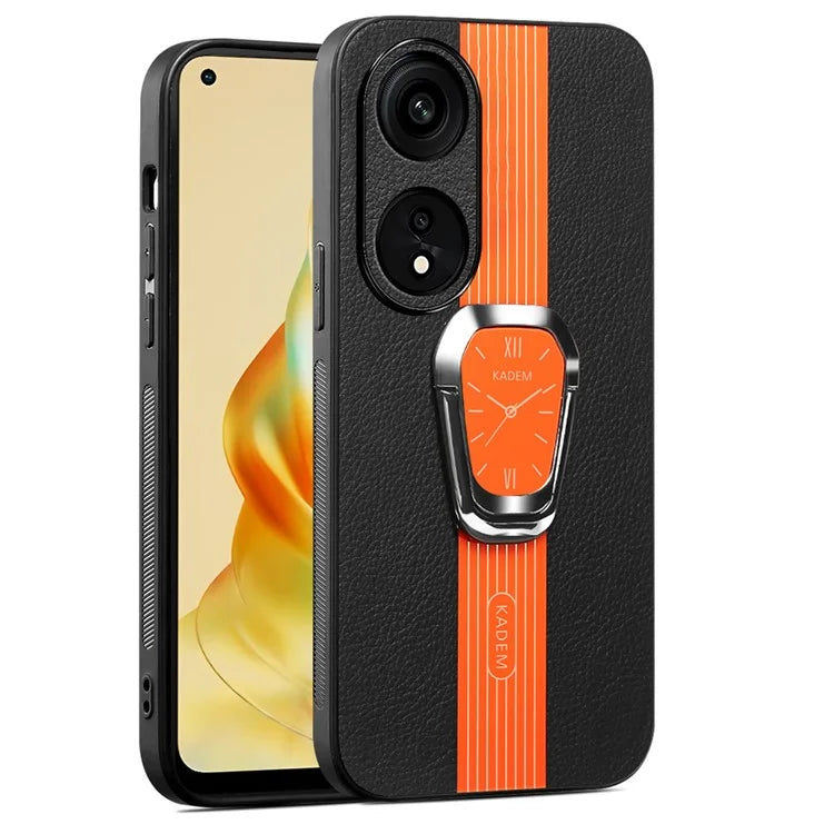 KADEM For Oppo Reno8 T 4G Cell Phone Case Leather Coated Acrylic+TPU Electroplating Kickstand Cover