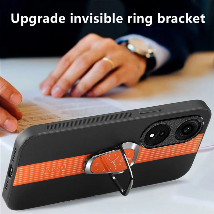 KADEM For Oppo Reno8 T 4G Cell Phone Case Leather Coated Acrylic+TPU Electroplating Kickstand Cover