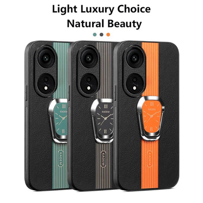 KADEM For Oppo Reno8 T 4G Cell Phone Case Leather Coated Acrylic+TPU Electroplating Kickstand Cover