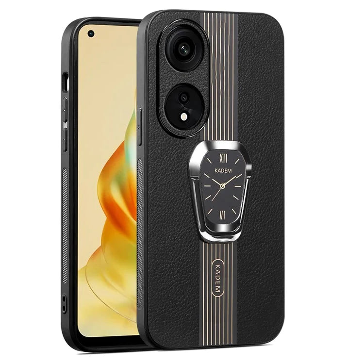 KADEM For Oppo Reno8 T 4G Cell Phone Case Leather Coated Acrylic+TPU Electroplating Kickstand Cover