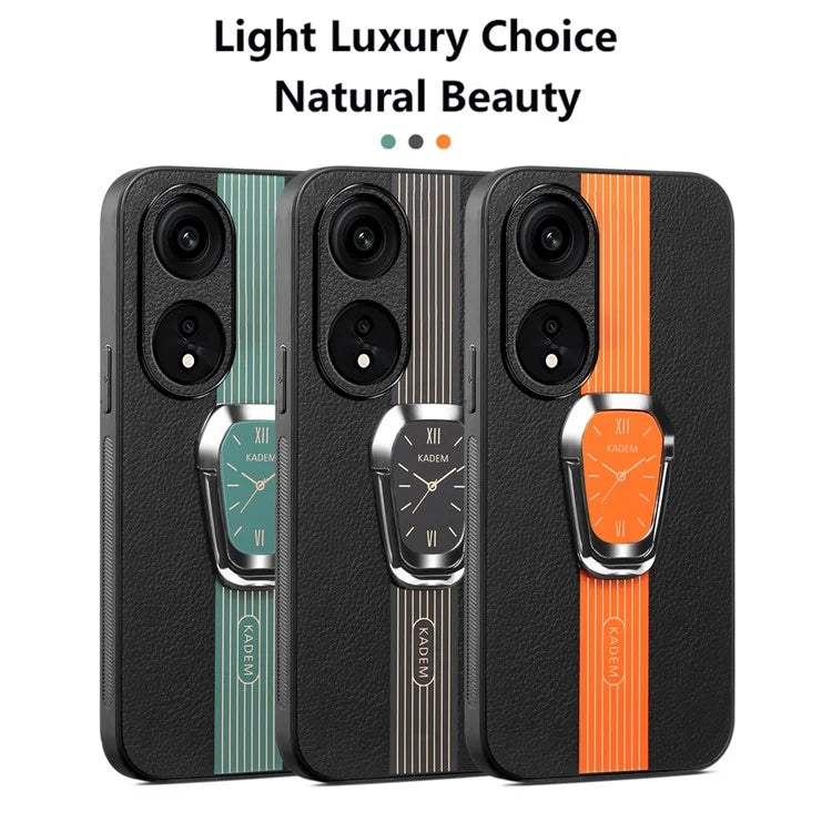 KADEM For Oppo Reno8 T 4G Cell Phone Case Leather Coated Acrylic+TPU Electroplating Kickstand Cover