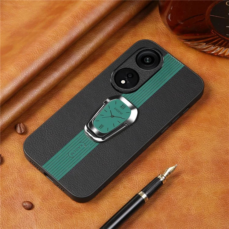 KADEM For Oppo Reno8 T 4G Cell Phone Case Leather Coated Acrylic+TPU Electroplating Kickstand Cover