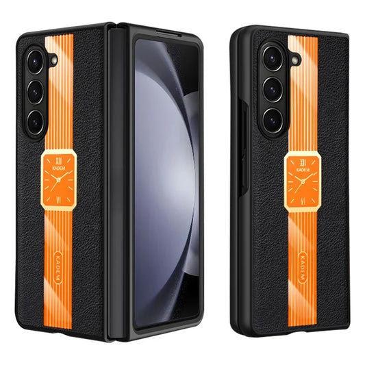 KADEM For Samsung Galaxy Z Fold5 5G Electroplated Leather Coated Acrylic+TPU Phone Case