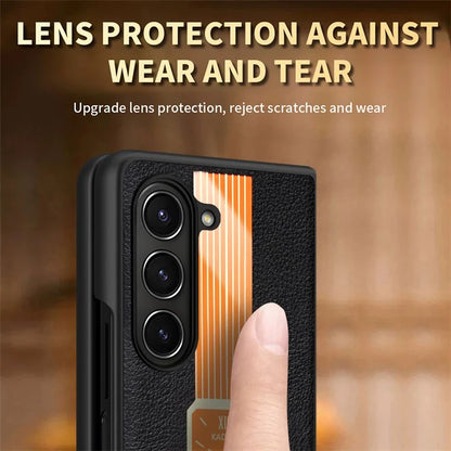 KADEM For Samsung Galaxy Z Fold5 5G Electroplated Leather Coated Acrylic+TPU Phone Case