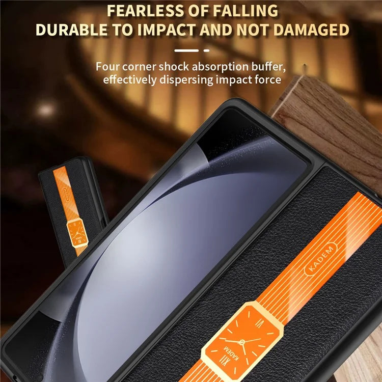 KADEM For Samsung Galaxy Z Fold5 5G Electroplated Leather Coated Acrylic+TPU Phone Case