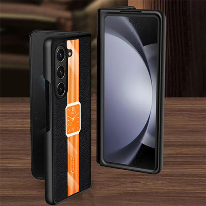 KADEM For Samsung Galaxy Z Fold5 5G Electroplated Leather Coated Acrylic+TPU Phone Case
