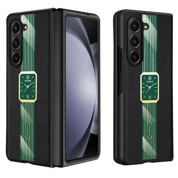 KADEM For Samsung Galaxy Z Fold5 5G Electroplated Leather Coated Acrylic+TPU Phone Case