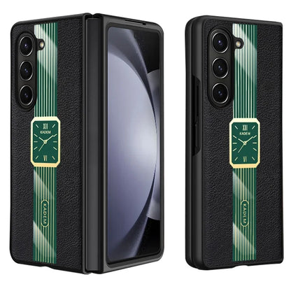 KADEM For Samsung Galaxy Z Fold5 5G Electroplated Leather Coated Acrylic+TPU Phone Case