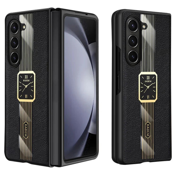 KADEM For Samsung Galaxy Z Fold5 5G Electroplated Leather Coated Acrylic+TPU Phone Case
