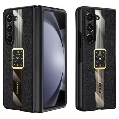 KADEM For Samsung Galaxy Z Fold5 5G Electroplated Leather Coated Acrylic+TPU Phone Case