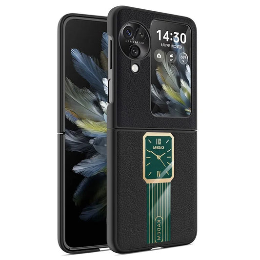 KADEM For Oppo Find N3 Flip 5G Case Electroplated Leather Coated Acrylic+TPU Phone Shell