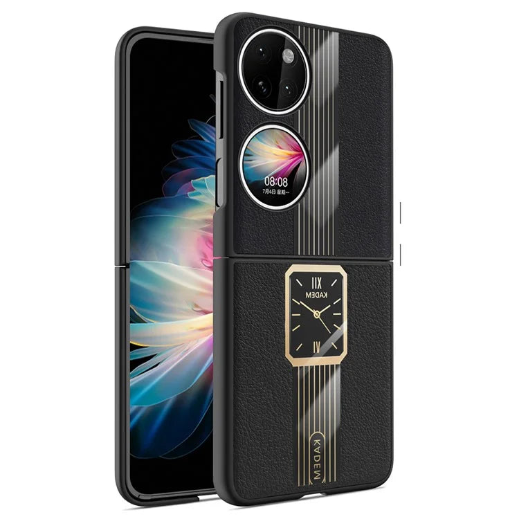 KADEM For Huawei P50 Pocket Watch Pattern Shell PU+Acrylic+TPU Cellphone Case