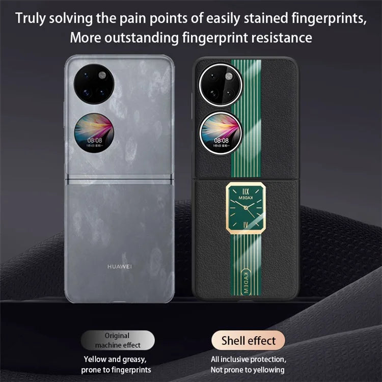 KADEM For Huawei P50 Pocket Watch Pattern Shell PU+Acrylic+TPU Cellphone Case