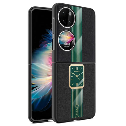KADEM For Huawei P50 Pocket Watch Pattern Shell PU+Acrylic+TPU Cellphone Case