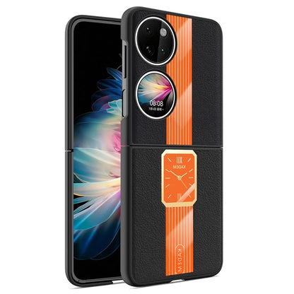 KADEM For Huawei P50 Pocket Watch Pattern Shell PU+Acrylic+TPU Cellphone Case