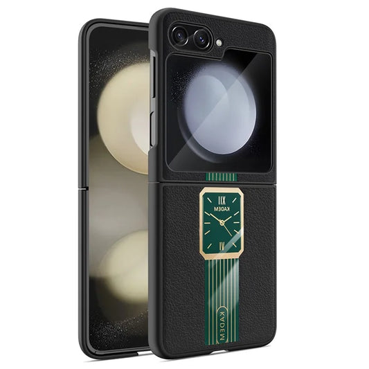 KADEM For Samsung Galaxy Z Flip5 5G Cover PU+Acrylic+TPU Watch Pattern Cellphone Case