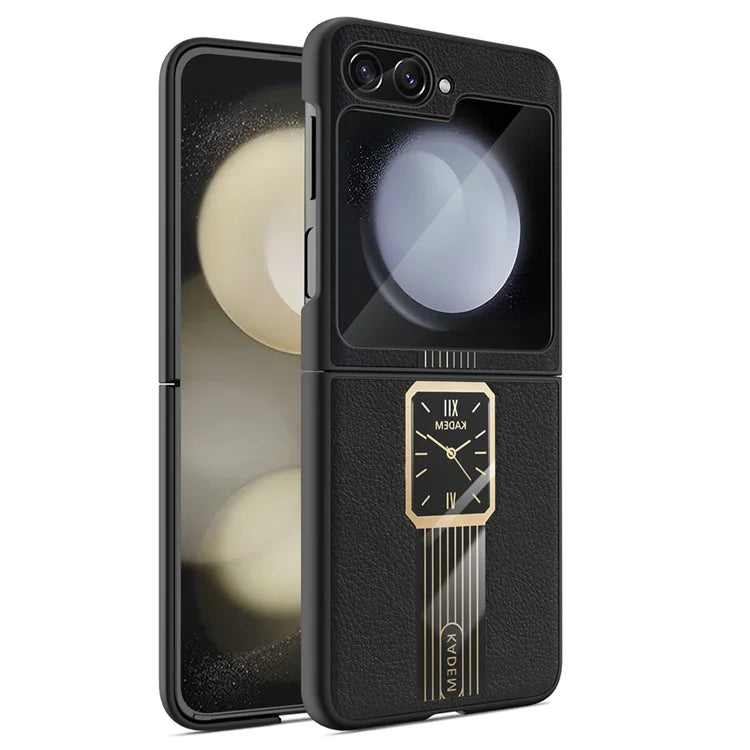 KADEM For Samsung Galaxy Z Flip5 5G Cover PU+Acrylic+TPU Watch Pattern Cellphone Case