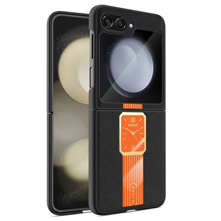 KADEM For Samsung Galaxy Z Flip5 5G Cover PU+Acrylic+TPU Watch Pattern Cellphone Case