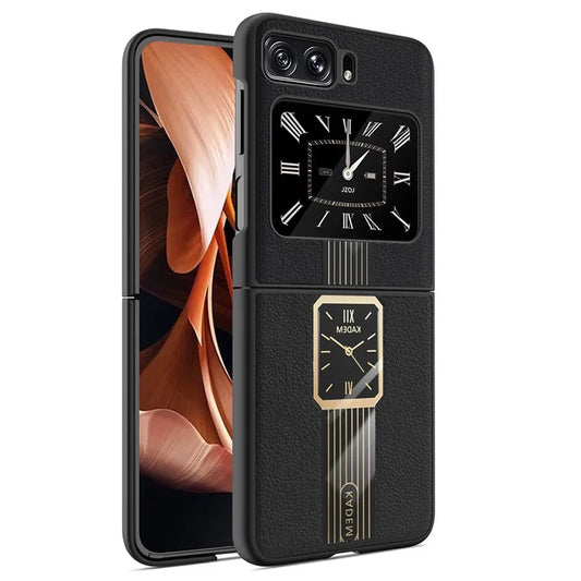 KADEM Protective Cover for Motorola Razr 2022 5G Leather Coated Acrylic+TPU Phone Case