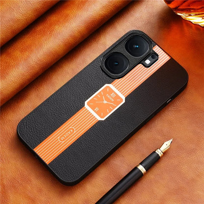 KADEM For vivo iQOO Neo9 5G Case Leather Coated TPU+Acrylic Watch Pattern Electroplated Phone Cover
