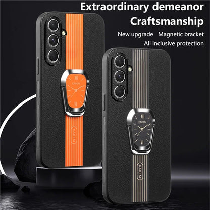 KADEM For Samsung Galaxy A25 5G (Global) (161.0 x 76.5 x 8.3mm) Case Leather+TPU+Acrylic Watch Pattern Smartphone Cover