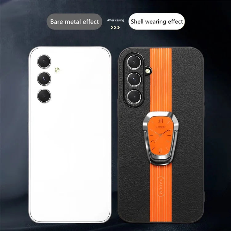 KADEM For Samsung Galaxy A25 5G (Global) (161.0 x 76.5 x 8.3mm) Case Leather+TPU+Acrylic Watch Pattern Smartphone Cover
