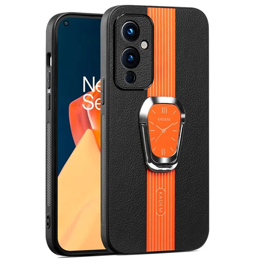 KADEM For OnePlus 9 (EU  /  US Version) Cover Leather+TPU+Acrylic Case Fits Magnetic Car Mount