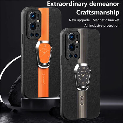KADEM For OnePlus 9 Pro 5G Case Electroplated Folding Kickstand Watch Pattern Drop-proof Phone Cover