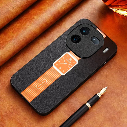 KADEM For vivo iQOO 12 Pro 5G Cell Phone Case Watch Pattern Leather Coated Acrylic+TPU Back Cover