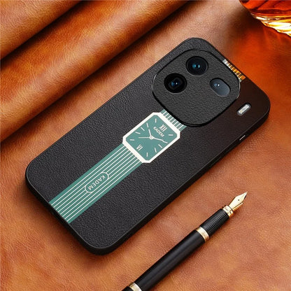 KADEM For vivo iQOO 12 Pro 5G Cell Phone Case Watch Pattern Leather Coated Acrylic+TPU Back Cover