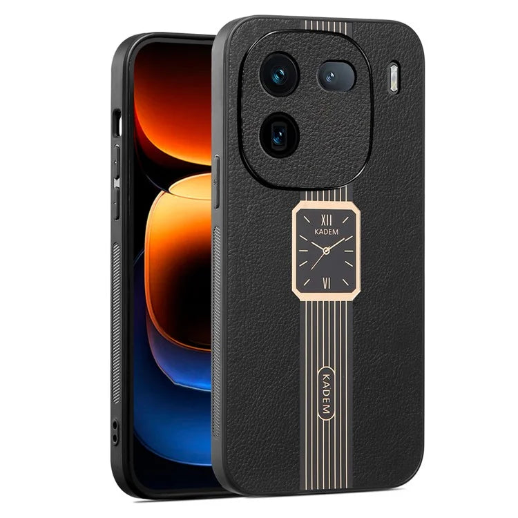KADEM For vivo iQOO 12 Pro 5G Cell Phone Case Watch Pattern Leather Coated Acrylic+TPU Back Cover