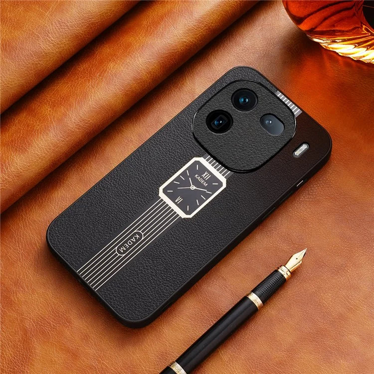KADEM For vivo iQOO 12 Pro 5G Cell Phone Case Watch Pattern Leather Coated Acrylic+TPU Back Cover