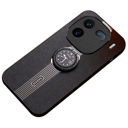 KADEM For vivo iQOO 12 Pro 5G Case Ring Kickstand Watch Pattern Leather Coating Acrylic+TPU Cover